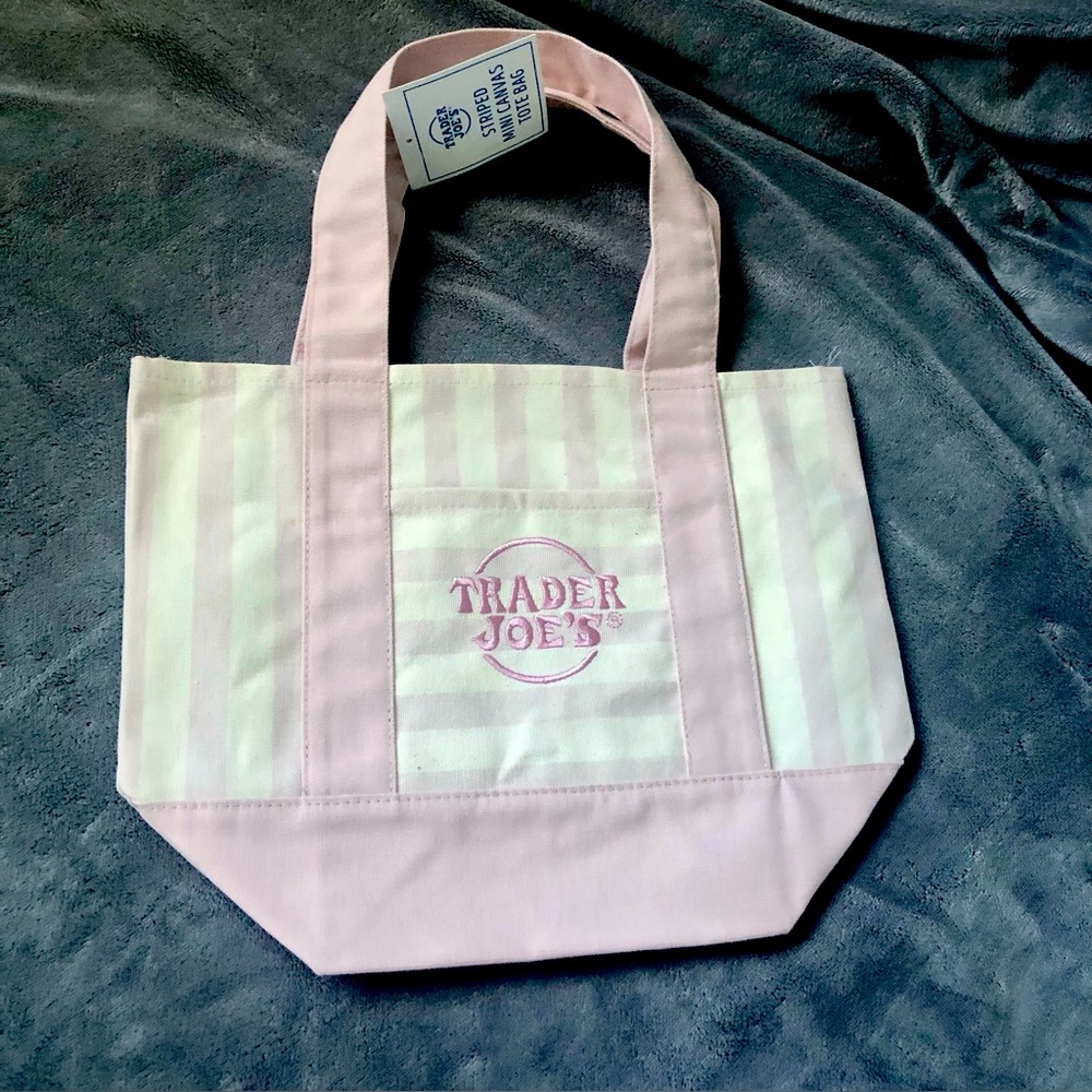 Trader Joe’s Pink Striped Canvas Tote Bag